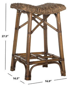 Safavieh Ramiro Handwoven Wicker Bar Stool – Coastal-Inspired Design For Kitchen & Home Bar Comfort SEA7011A