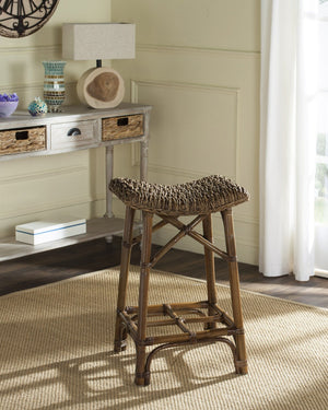 Safavieh Ramiro Handwoven Wicker Bar Stool – Coastal-Inspired Design For Kitchen & Home Bar Comfort SEA7011A