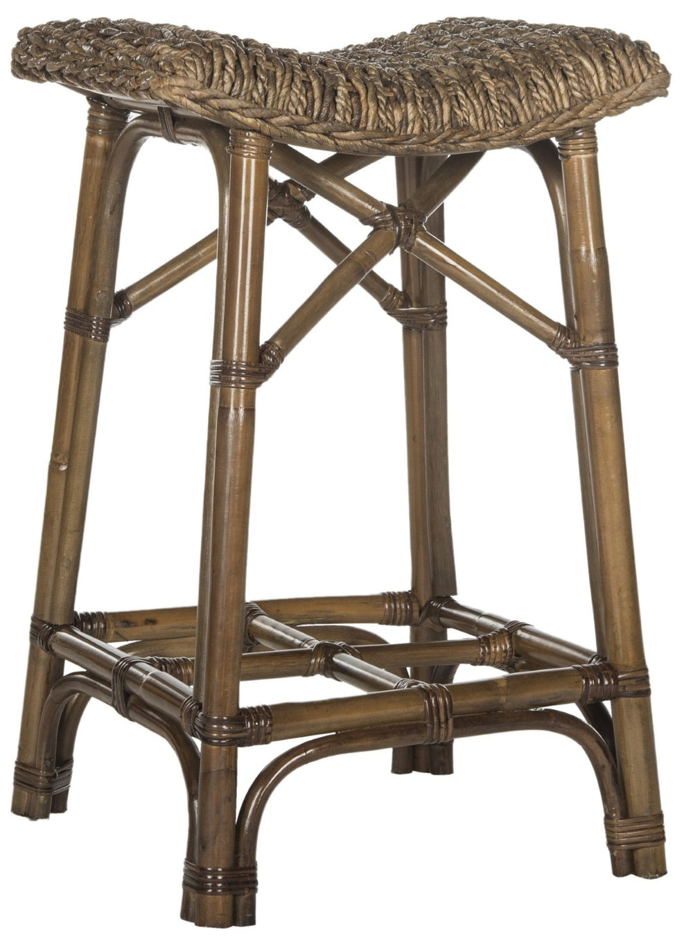 Safavieh Ramiro Handwoven Wicker Bar Stool – Coastal-Inspired Design For Kitchen & Home Bar Comfort SEA7011A