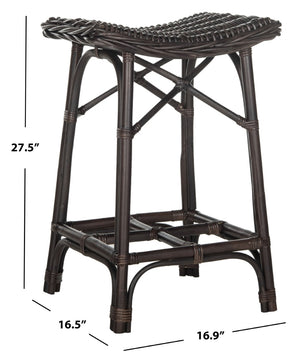 Safavieh Amara Wicker Bar Stool – Handcrafted Kubu Rattan With Ergonomic Saddle Seat For Stylish Comfort SEA7012A