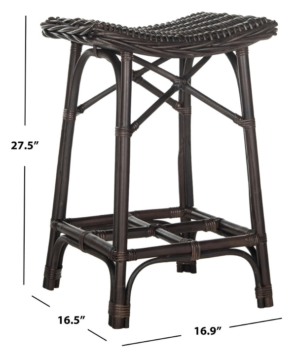 Safavieh Amara Wicker Bar Stool – Handcrafted Kubu Rattan With Ergonomic Saddle Seat For Stylish Comfort SEA7012A