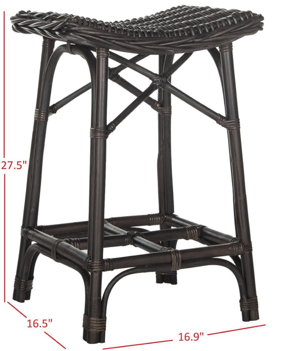 Safavieh Amara Wicker Bar Stool – Handcrafted Kubu Rattan With Ergonomic Saddle Seat For Stylish Comfort SEA7012A