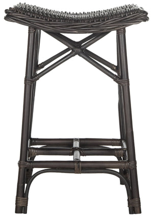 Safavieh Amara Wicker Bar Stool – Handcrafted Kubu Rattan With Ergonomic Saddle Seat For Stylish Comfort SEA7012A