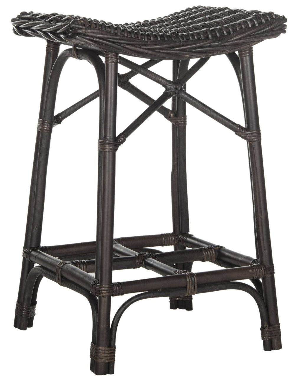 Safavieh Amara Wicker Bar Stool – Handcrafted Kubu Rattan With Ergonomic Saddle Seat For Stylish Comfort SEA7012A