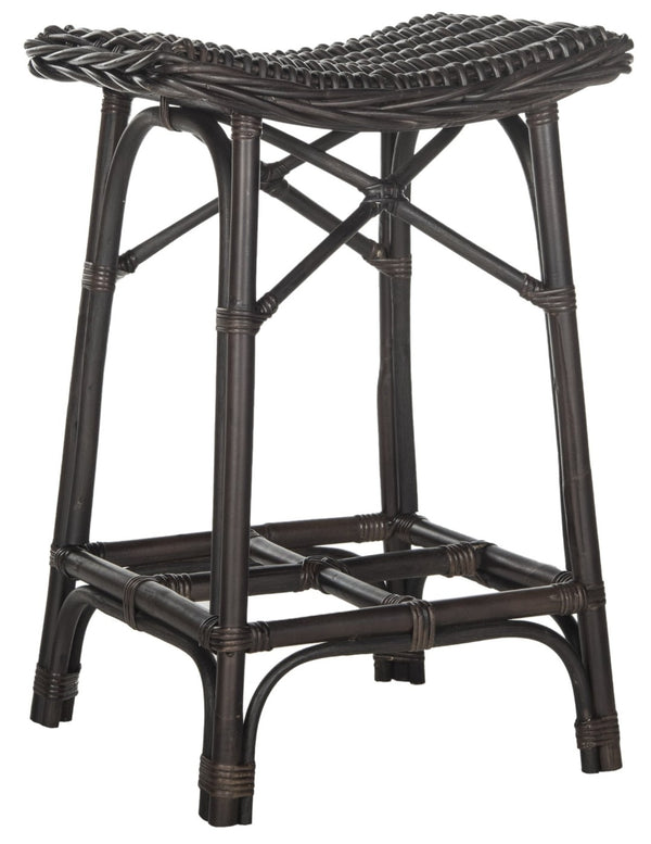 Safavieh Amara Wicker Bar Stool – Handcrafted Kubu Rattan With Ergonomic Saddle Seat For Stylish Comfort SEA7012A