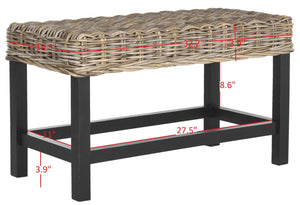 Safavieh Omari Wicker Bench - Natural Rattan With Mahogany Legs For Cozy Entryway Or Living Room Seating SEA7014A