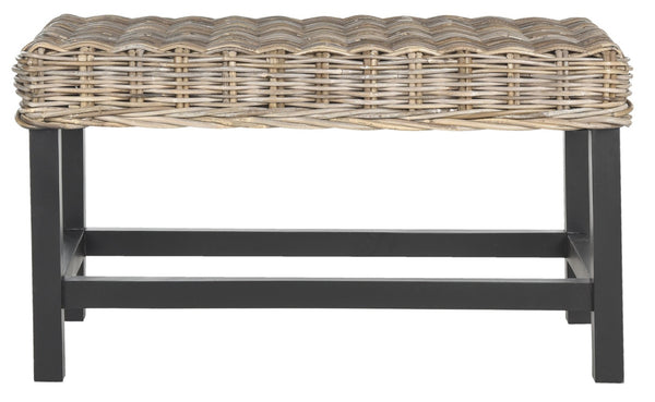 Safavieh Omari Wicker Bench - Natural Rattan With Mahogany Legs For Cozy Entryway Or Living Room Seating SEA7014A