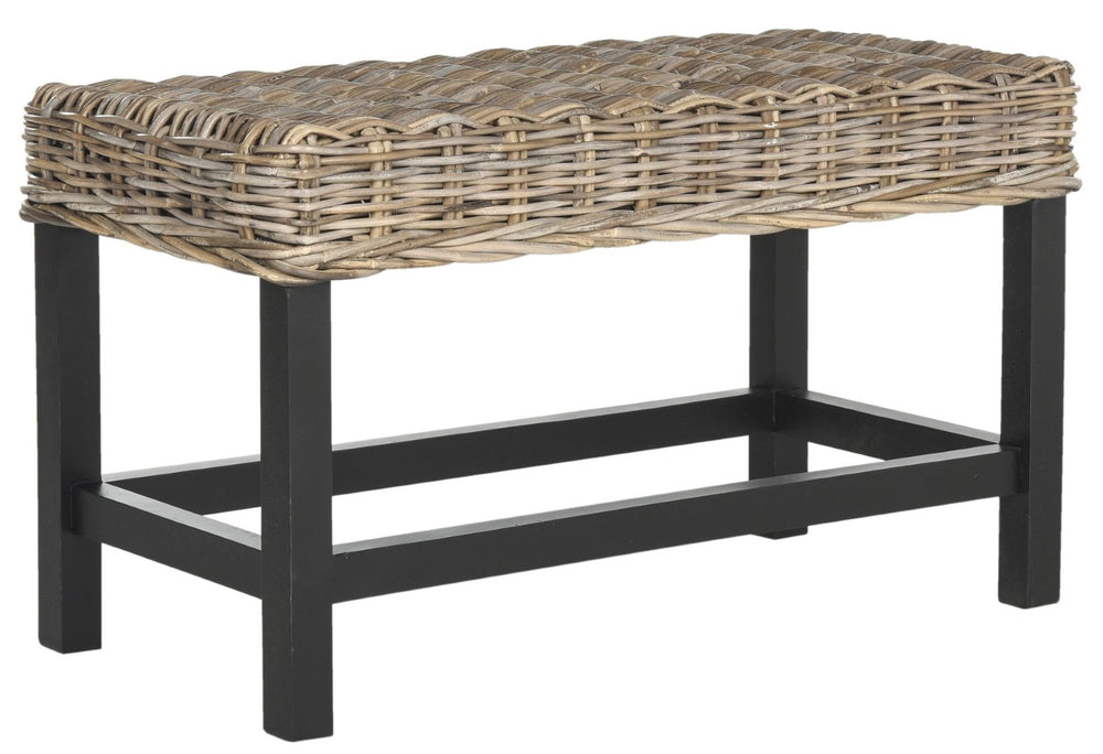 Safavieh Omari Wicker Bench - Natural Rattan With Mahogany Legs For Cozy Entryway Or Living Room Seating SEA7014A