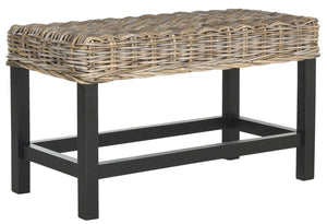 Safavieh Omari Wicker Bench - Natural Rattan With Mahogany Legs For Cozy Entryway Or Living Room Seating SEA7014A