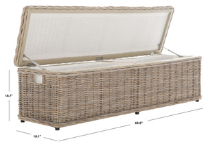 Safavieh Caius Handcrafted Wicker Bench With Hidden Storage - Perfect For Rustic Entryway Or Bedroom Décor SEA7017A