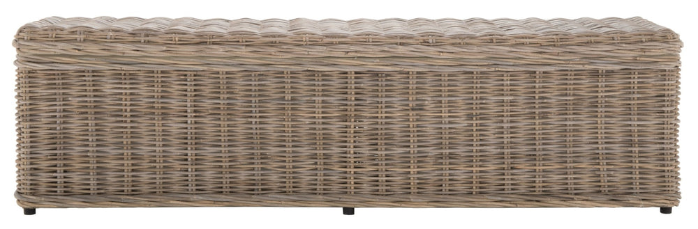 Safavieh Caius Handcrafted Wicker Bench With Hidden Storage - Perfect For Rustic Entryway Or Bedroom Décor SEA7017A