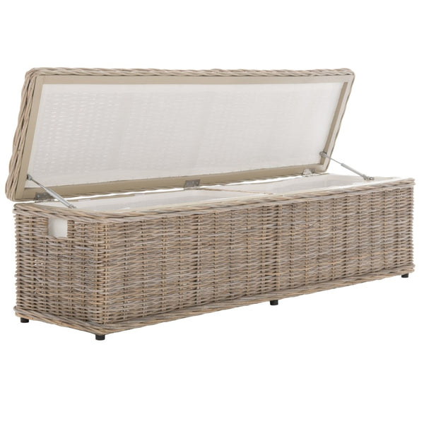 Safavieh Caius Handcrafted Wicker Bench With Hidden Storage - Perfect For Rustic Entryway Or Bedroom Décor SEA7017A