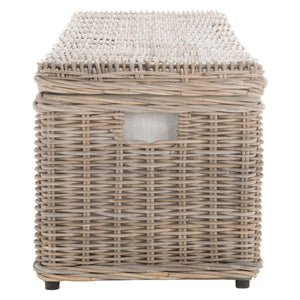 Safavieh Caius Handcrafted Wicker Bench With Hidden Storage - Perfect For Rustic Entryway Or Bedroom Décor SEA7017A