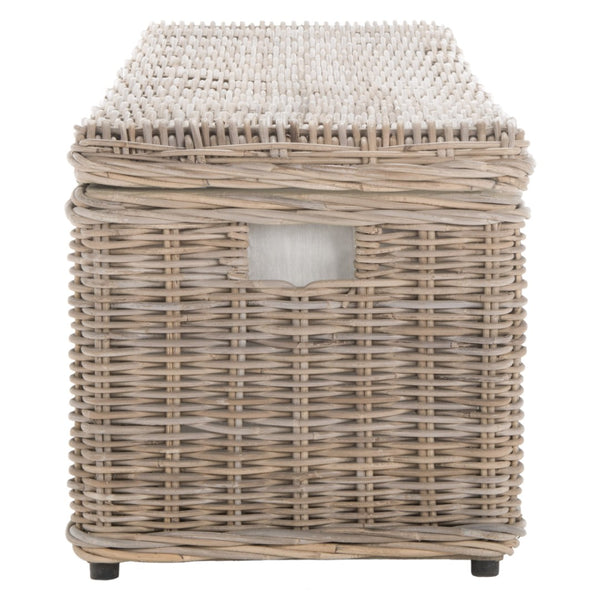 Safavieh Caius Handcrafted Wicker Bench With Hidden Storage - Perfect For Rustic Entryway Or Bedroom Décor SEA7017A