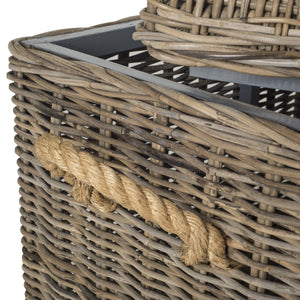 Safavieh Salim Eco-Friendly Grey Wicker Trunk - Handwoven Storage Solution With Mahogany Frame & Timeless Style SEA7019A