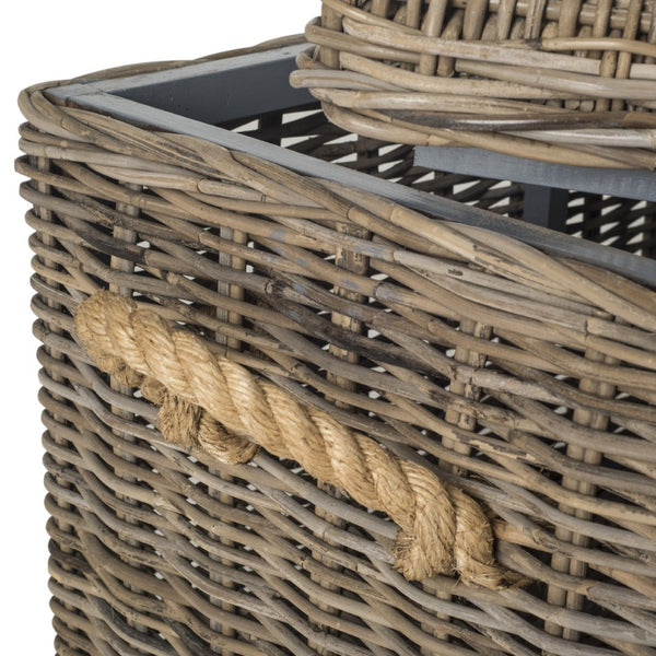 Safavieh Salim Eco-Friendly Grey Wicker Trunk - Handwoven Storage Solution With Mahogany Frame & Timeless Style SEA7019A