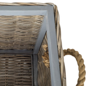 Safavieh Salim Eco-Friendly Grey Wicker Trunk - Handwoven Storage Solution With Mahogany Frame & Timeless Style SEA7019A