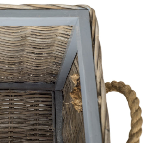 Safavieh Salim Eco-Friendly Grey Wicker Trunk - Handwoven Storage Solution With Mahogany Frame & Timeless Style SEA7019A