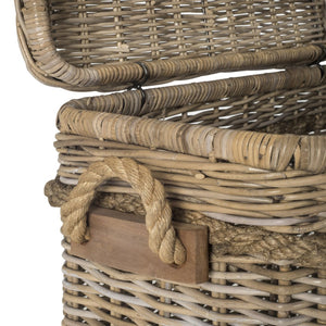 Safavieh Sidonie Wicker Storage Hamper - Tall Grey Rattan Basket For Stylish Organization & Coastal Charm SEA7020A