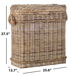 Safavieh Sidonie Wicker Storage Hamper - Tall Grey Rattan Basket For Stylish Organization & Coastal Charm SEA7020A