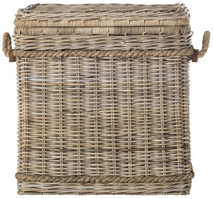 Safavieh Sidonie Wicker Storage Hamper - Tall Grey Rattan Basket For Stylish Organization & Coastal Charm SEA7020A