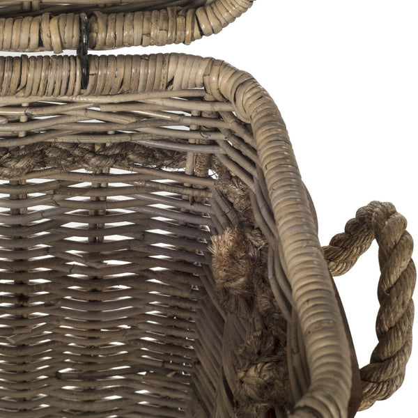 Safavieh Sidonie Wicker Storage Hamper - Tall Grey Rattan Basket For Stylish Organization & Coastal Charm SEA7020A