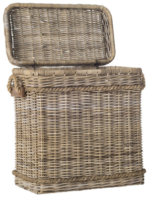 Safavieh Sidonie Wicker Storage Hamper - Tall Grey Rattan Basket For Stylish Organization & Coastal Charm SEA7020A