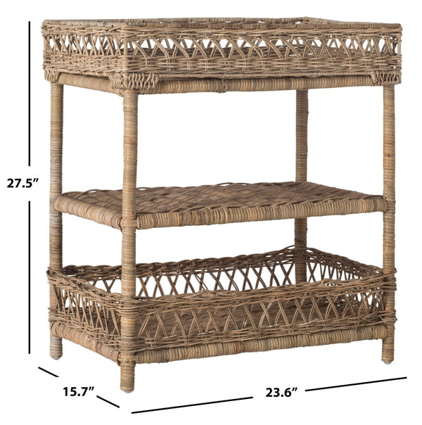 Safavieh Ajani Handwoven 3-Tier Rattan Accent Table - Versatile Storage For Coastal, Rustic & Cottage Homes SEA7026A