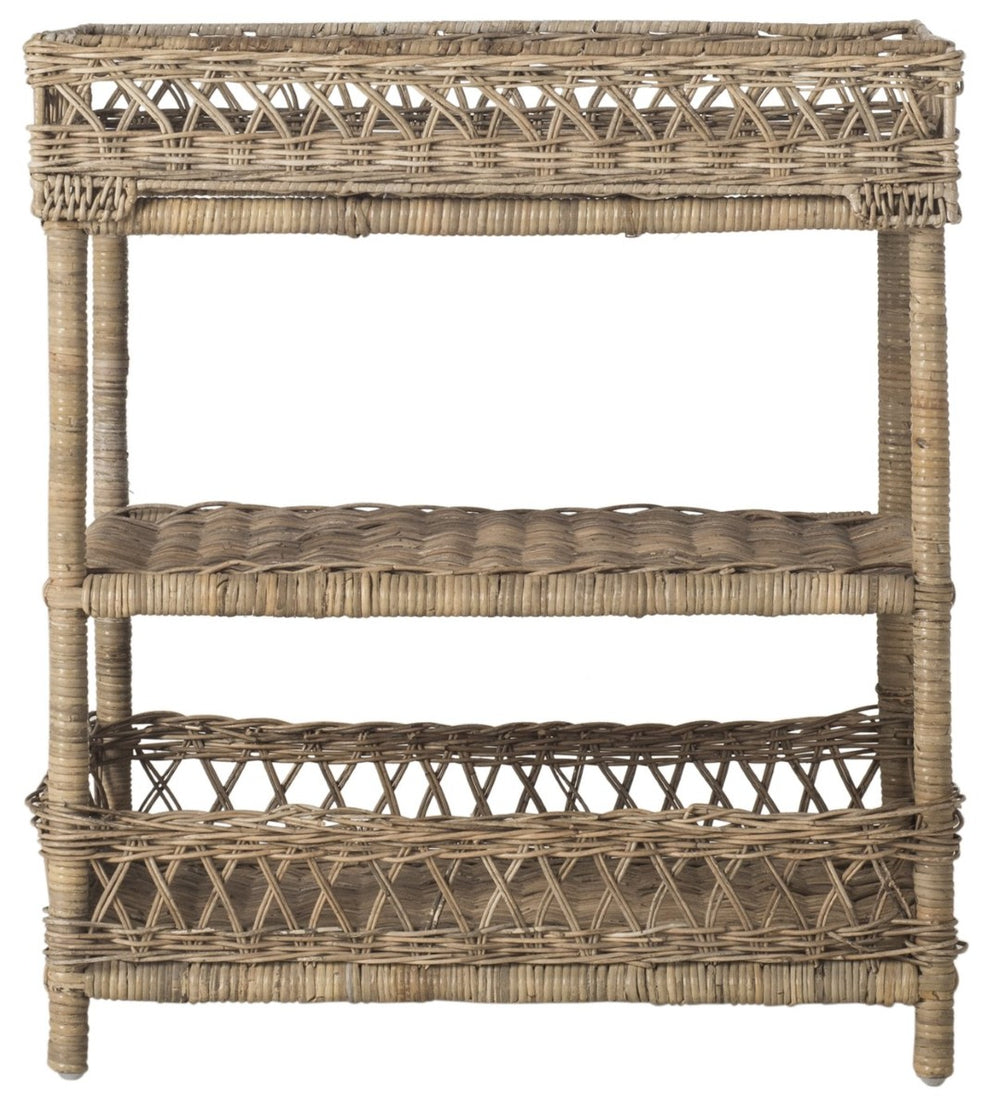 Safavieh Ajani Handwoven 3-Tier Rattan Accent Table - Versatile Storage For Coastal, Rustic & Cottage Homes SEA7026A