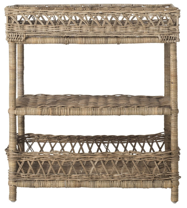 Safavieh Ajani Handwoven 3-Tier Rattan Accent Table - Versatile Storage For Coastal, Rustic & Cottage Homes SEA7026A
