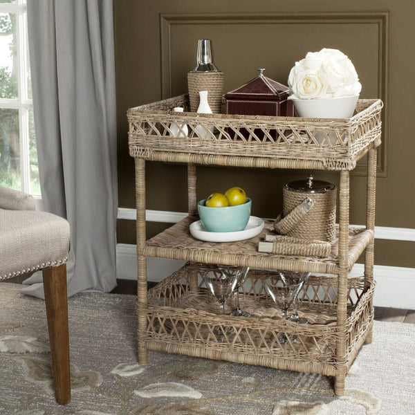 Safavieh Ajani Handwoven 3-Tier Rattan Accent Table - Versatile Storage For Coastal, Rustic & Cottage Homes SEA7026A