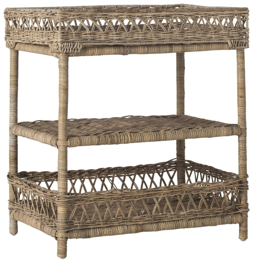 Safavieh Ajani Handwoven 3-Tier Rattan Accent Table - Versatile Storage For Coastal, Rustic & Cottage Homes SEA7026A