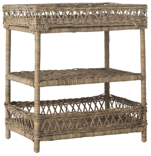 Safavieh Ajani Handwoven 3-Tier Rattan Accent Table - Versatile Storage For Coastal, Rustic & Cottage Homes SEA7026A