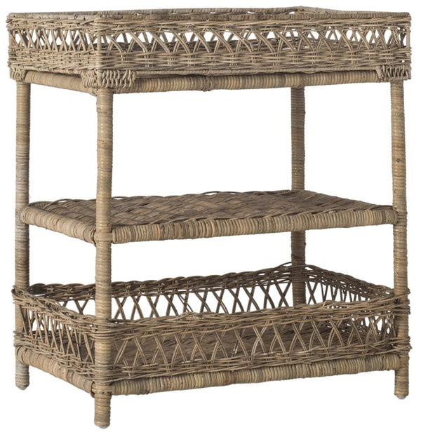 Safavieh Ajani Handwoven 3-Tier Rattan Accent Table - Versatile Storage For Coastal, Rustic & Cottage Homes SEA7026A