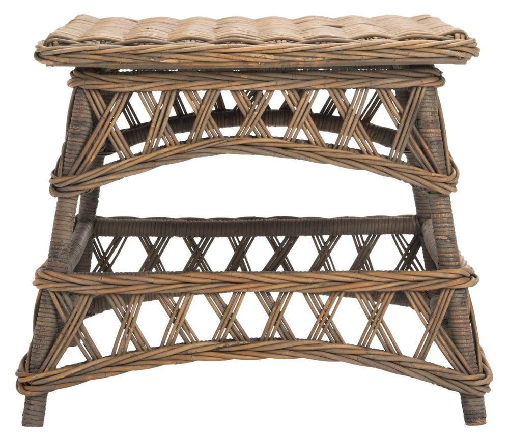 Safavieh Sora Vintage Wicker Accent Table - Hand-Woven Rattan For Coastal Charm In Living Room Or Bedroom SEA7027A