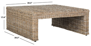 Safavieh Persis Artisan Wicker Coffee Table - Handcrafted Kubu Rattan & Mahogany For Coastal Living Spaces SEA7030A