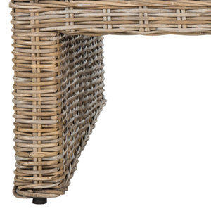 Safavieh Persis Artisan Wicker Coffee Table - Handcrafted Kubu Rattan & Mahogany For Coastal Living Spaces SEA7030A