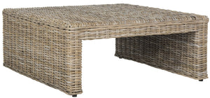 Safavieh Persis Artisan Wicker Coffee Table - Handcrafted Kubu Rattan & Mahogany For Coastal Living Spaces SEA7030A