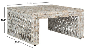 Safavieh Shila Wicker Coffee Table - Coastal-Inspired Parsons Design With Hand-Woven Rattan & Mahogany Frame SEA7031A
