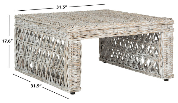 Safavieh Shila Wicker Coffee Table - Coastal-Inspired Parsons Design With Hand-Woven Rattan & Mahogany Frame SEA7031A