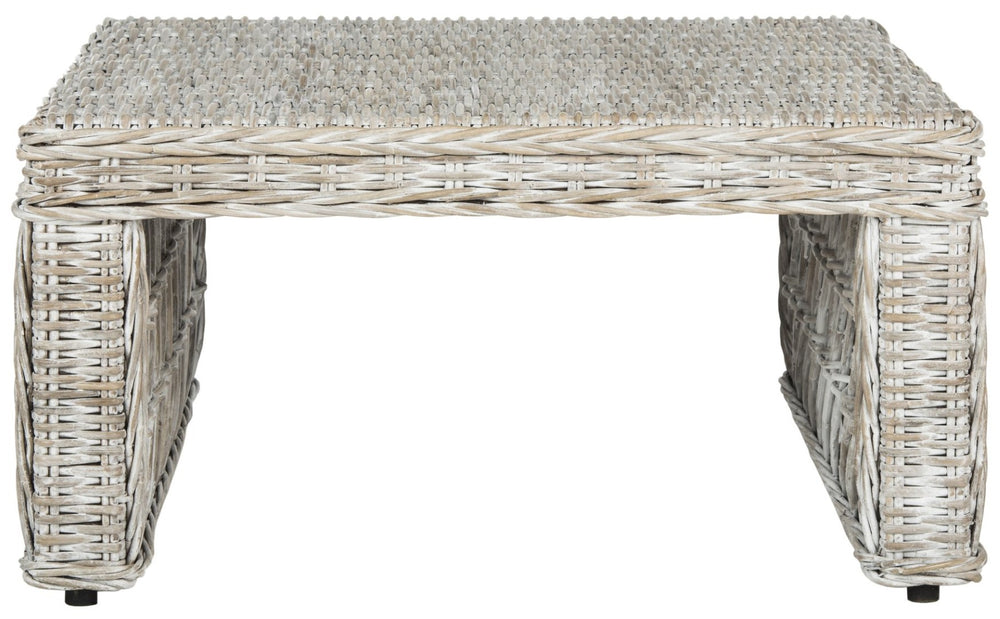 Safavieh Shila Wicker Coffee Table - Coastal-Inspired Parsons Design With Hand-Woven Rattan & Mahogany Frame SEA7031A