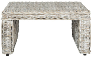 Safavieh Shila Wicker Coffee Table - Coastal-Inspired Parsons Design With Hand-Woven Rattan & Mahogany Frame SEA7031A