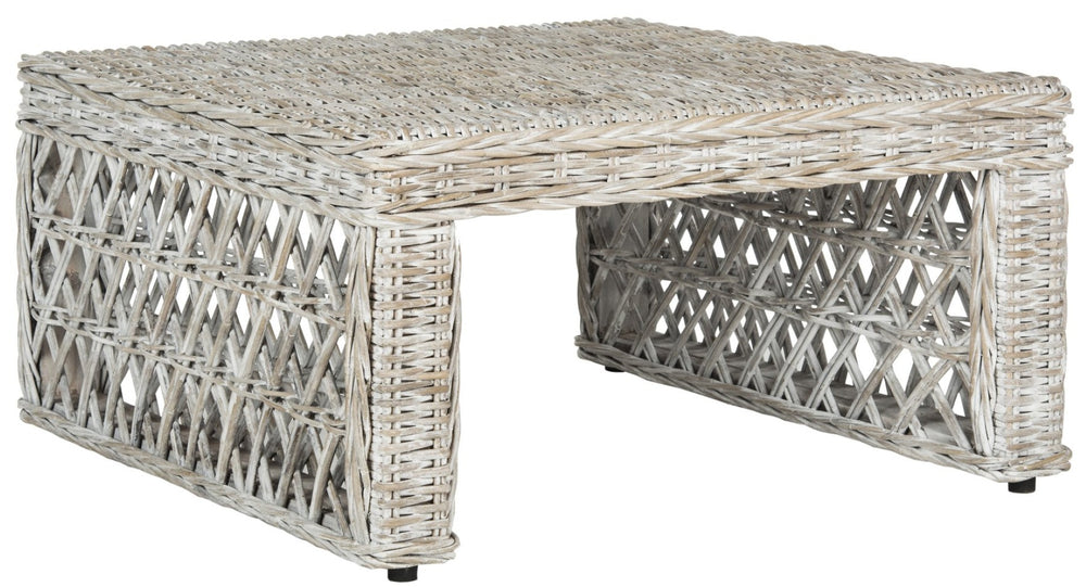 Safavieh Shila Wicker Coffee Table - Coastal-Inspired Parsons Design With Hand-Woven Rattan & Mahogany Frame SEA7031A