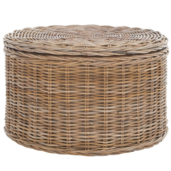 Safavieh Jesse Wicker Storage Coffee Table - Stylish Rattan Table With Interior Storage For Modern Living Spaces Grey SEA7034B