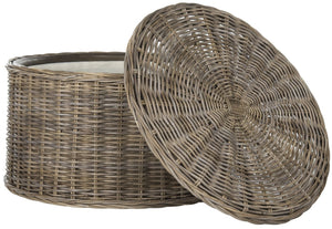 Safavieh Jesse Wicker Storage Coffee Table - Stylish Rattan Table With Interior Storage For Modern Living Spaces Grey SEA7034B