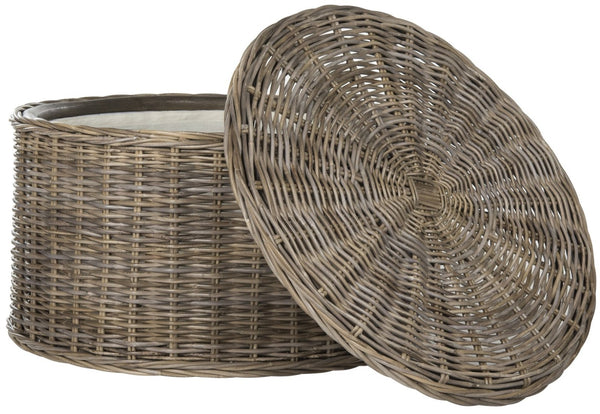 Safavieh Jesse Wicker Storage Coffee Table - Stylish Rattan Table With Interior Storage For Modern Living Spaces Grey SEA7034B