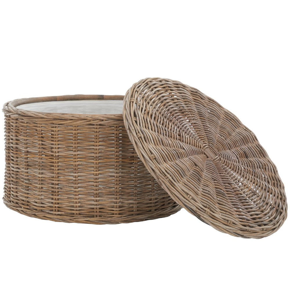 Safavieh Jesse Wicker Storage Coffee Table - Stylish Rattan Table With Interior Storage For Modern Living Spaces Grey SEA7034B