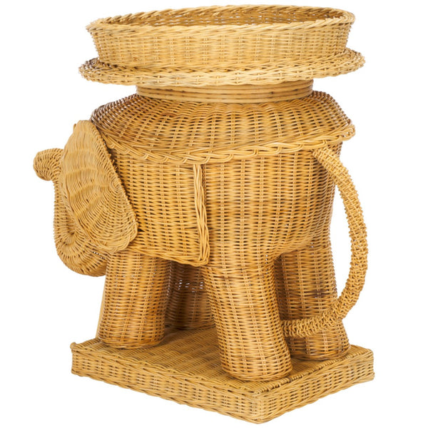 Safavieh Balford Sculptural Elephant Rattan Accent Table - Unique Organic Design For Stylish Living Spaces Natural SEA7038A
