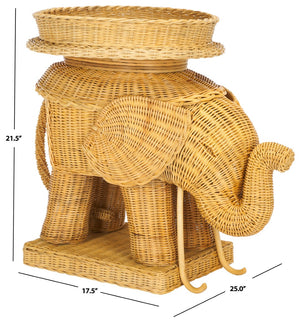 Safavieh Balford Sculptural Elephant Rattan Accent Table - Unique Organic Design For Stylish Living Spaces Natural SEA7038A