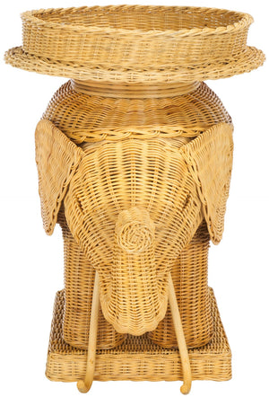Safavieh Balford Sculptural Elephant Rattan Accent Table - Unique Organic Design For Stylish Living Spaces Natural SEA7038A